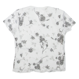 Womens Printed Top White V-Neck Floral S