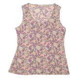 Womens Printed Top Purple Sleeveless Floral L