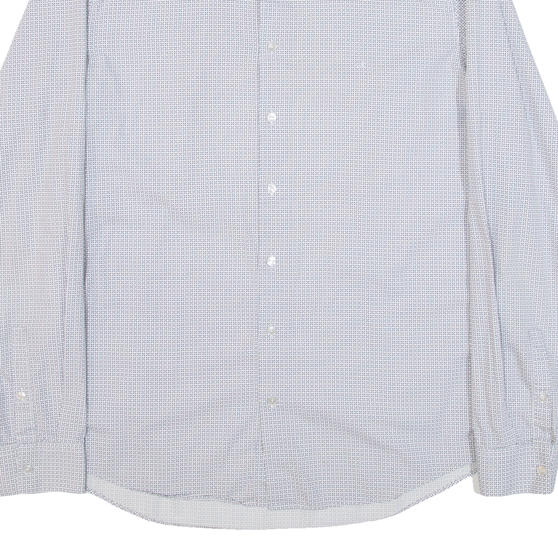 CALVIN KLEIN Slim Fit Mens Shirt White Geometric Long Sleeve L