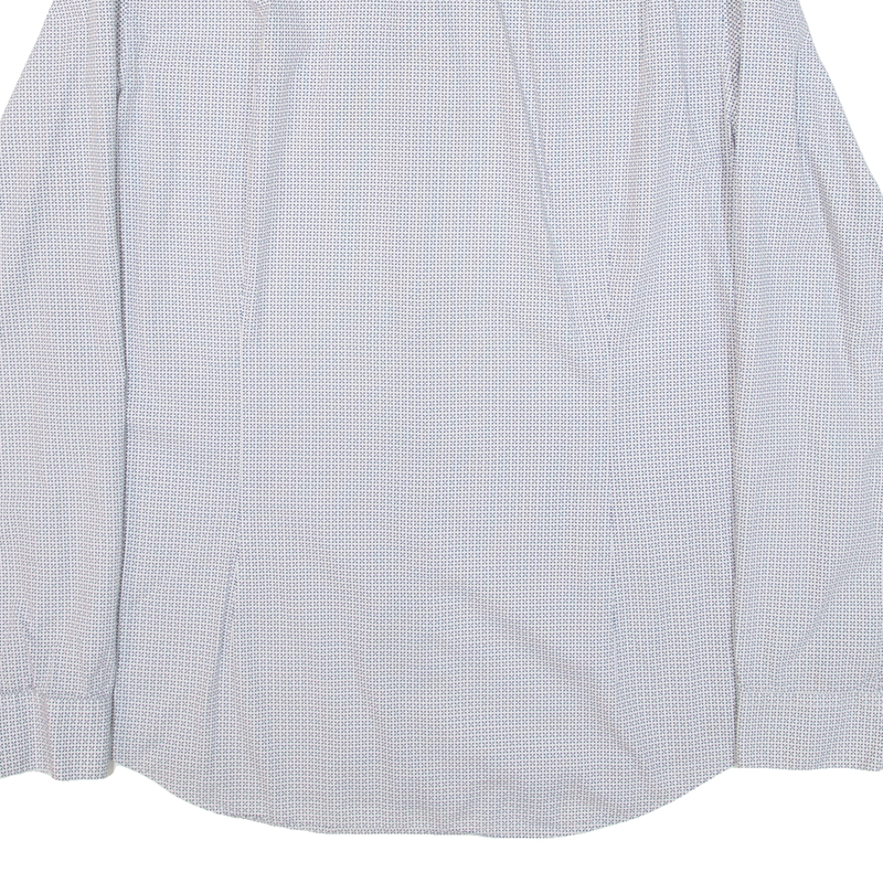 CALVIN KLEIN Slim Fit Mens Shirt White Geometric Long Sleeve L