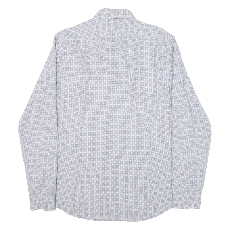 CALVIN KLEIN Slim Fit Mens Shirt White Geometric Long Sleeve L