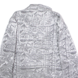 Womens Blazer Jacket Silver 90s Crazy Pattern M