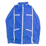 Mens Rain Jacket Blue 90s Hooded XS