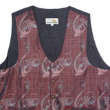 LE FROG Mens Blazer Waistcoat Red Crazy Pattern XL