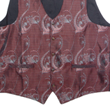 LE FROG Mens Blazer Waistcoat Red Crazy Pattern XL