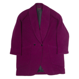 CABALE Womens Overcoat Coat Purple Flannel Striped XL