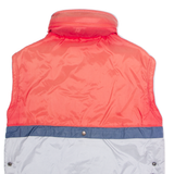 AMERICAN SPORTS Mens Puffer Gilet Silver 80s Hooded Colourblock S