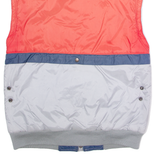 AMERICAN SPORTS Mens Puffer Gilet Silver 80s Hooded Colourblock S