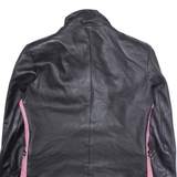Womens Biker Jacket Pink Faux Leather Colourblock S