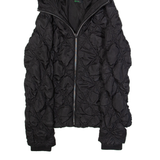 BENETTON Womens Quilted Jacket Black Hooded Diamond M