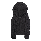 BENETTON Womens Quilted Jacket Black Hooded Diamond M