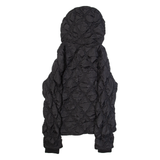 BENETTON Womens Quilted Jacket Black Hooded Diamond M