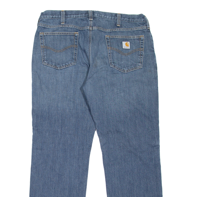 CARHARTT Fleece Lined Workwear Mens Jeans Blue Straight Stone Wash W38 L32