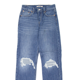 LEVI'S Low Pro Distressed Womens Jeans Blue Regular Straight Stone Wash W25 L31