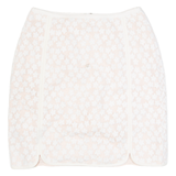 REISS Womens Straight Skirt White Short Lace UK 4