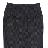 JIGSAW Womens Pencil Skirt Black Knee Length Wool Spotted UK 10