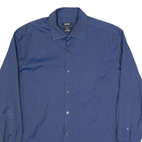 DKNY Slim Fit Mens Plain Shirt Blue Long Sleeve L