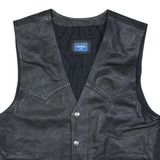 EAGLE FORCE Mens Biker Gilet Black Leather M