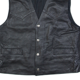 EAGLE FORCE Mens Biker Gilet Black Leather M