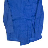 GENEVIEVE Womens Blazer Jacket Blue Linen S