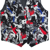 Womens Blazer Waistcoat Black Crazy Pattern L