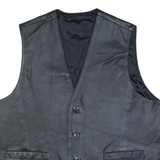 Mens Blazer Waistcoat Black Leather M