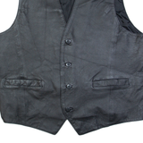 Mens Blazer Waistcoat Black Leather M