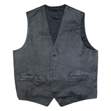 Mens Blazer Waistcoat Black Leather M