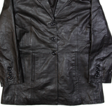 MONTEGO Womens Blazer Jacket Black Leather S