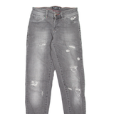 PHILIPP PLEIN Distressed Womens Jeans Grey Slim Skinny Stone Wash W25 L31