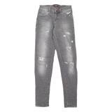 PHILIPP PLEIN Distressed Womens Jeans Grey Slim Skinny Stone Wash W25 L31