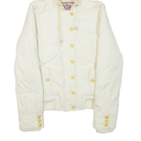 JUICY COUTURE Womens Puffer Jacket Cream Hooded S