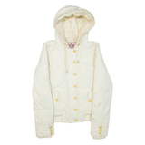 JUICY COUTURE Womens Puffer Jacket Cream Hooded S