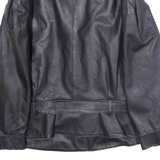 ANTOINE MARIE PASCAL Womens Trench Jacket Black Leather L