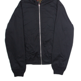 HOODED KING GEORGE Mens Lined Jacket Black Twill Hooded XL