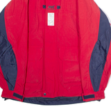 HELLY HANSEN Mens Rain Jacket Red Nylon Hooded Colourblock S