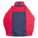 HELLY HANSEN Mens Rain Jacket Red Nylon Hooded Colourblock S