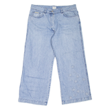 CALVIN KLEIN JEANS Floral Womens Jeans Blue Relaxed Wide-Leg W32 L26