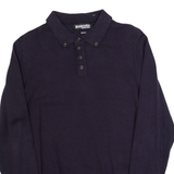 LAMBRETTA Mens Polo Shirt Blue Long Sleeve M