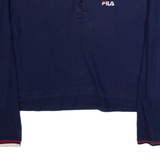 FILA Womens Polo Shirt Blue Long Sleeve M