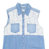 TOMMY HILFIGER Womens Plain Shirt Blue Sleeveless S