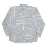 DANIEL BROOKS Mens Shirt Grey Crazy Pattern Long Sleeve L