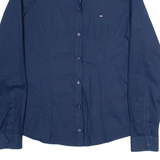 TOMMY HILFIGER Womens Plain Shirt Blue Long Sleeve S