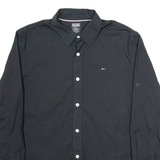 TOMMY HILFIGER Mens Plain Shirt Black Long Sleeve M