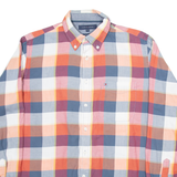 TOMMY HILFIGER Custom Fit Mens Shirt Orange Check Long Sleeve M