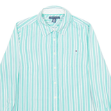 TOMMY HILFIGER Womens Shirt Green Striped Long Sleeve XS