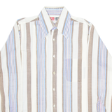 SUPREMACY Mens Shirt Beige Striped Long Sleeve M