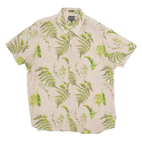 GUESS Slim Fit Mens Hawaiian Shirt Brown Floral L