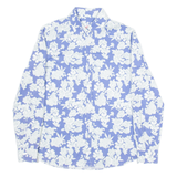 MOSCA Womens Hawaiian Shirt Blue Floral Long Sleeve L
