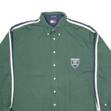 TOMMY HILFIGER Mens Plain Shirt Green Long Sleeve XL